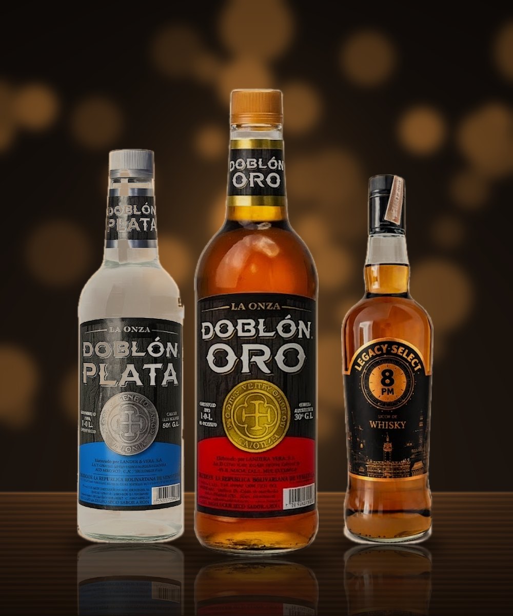 Botellas de Doblón Plata, Doblón de Oro y Legacy Select 8PM